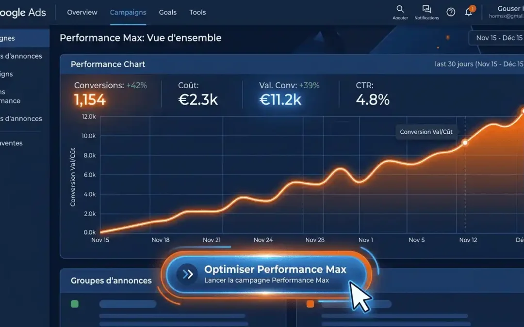 Paramétrage d'une campagne Google Ads Performance Max 2026 : interface et résultats