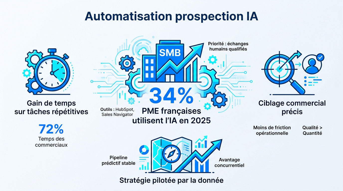 Illustration de l'automatisation de la prospection par intelligence artificielle pour les petites et moyennes entreprises
