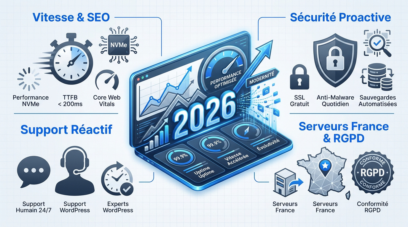 Critères de performance et de sécurité pour un hébergement WordPress en 2026