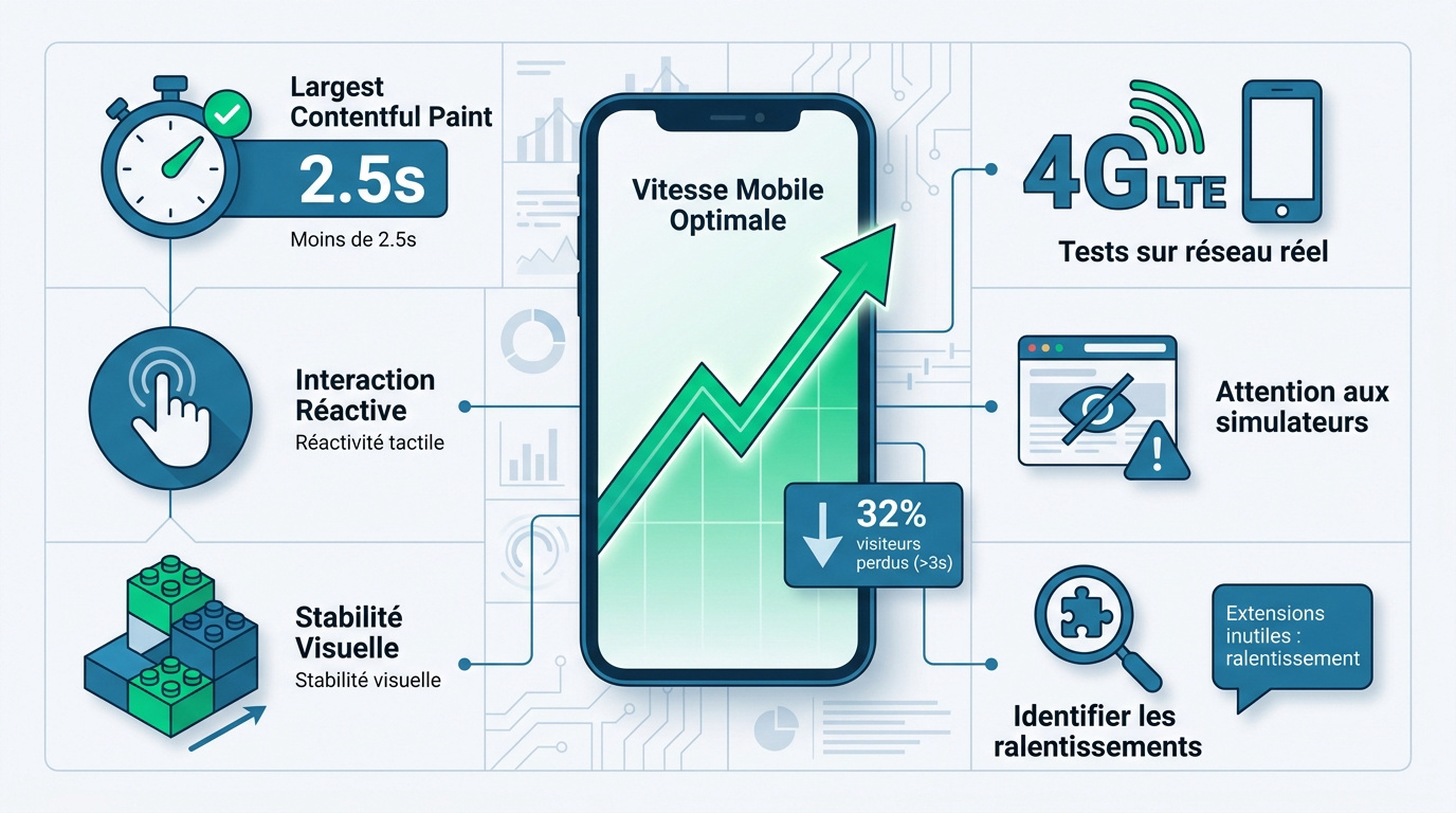 Analyse des Core Web Vitals LCP INP et CLS pour WordPress sur mobile