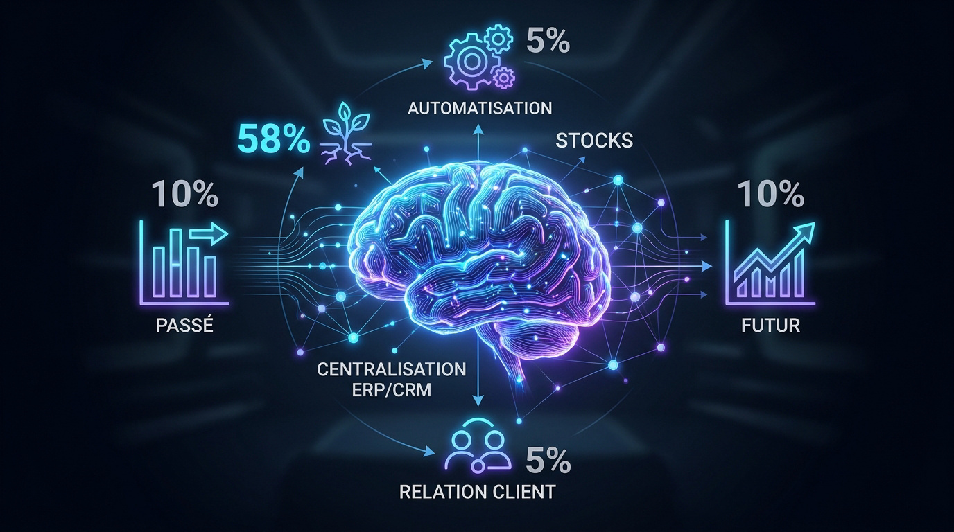 Schéma montrant l'évolution de l'analyse de données du passé vers le futur pour les PME