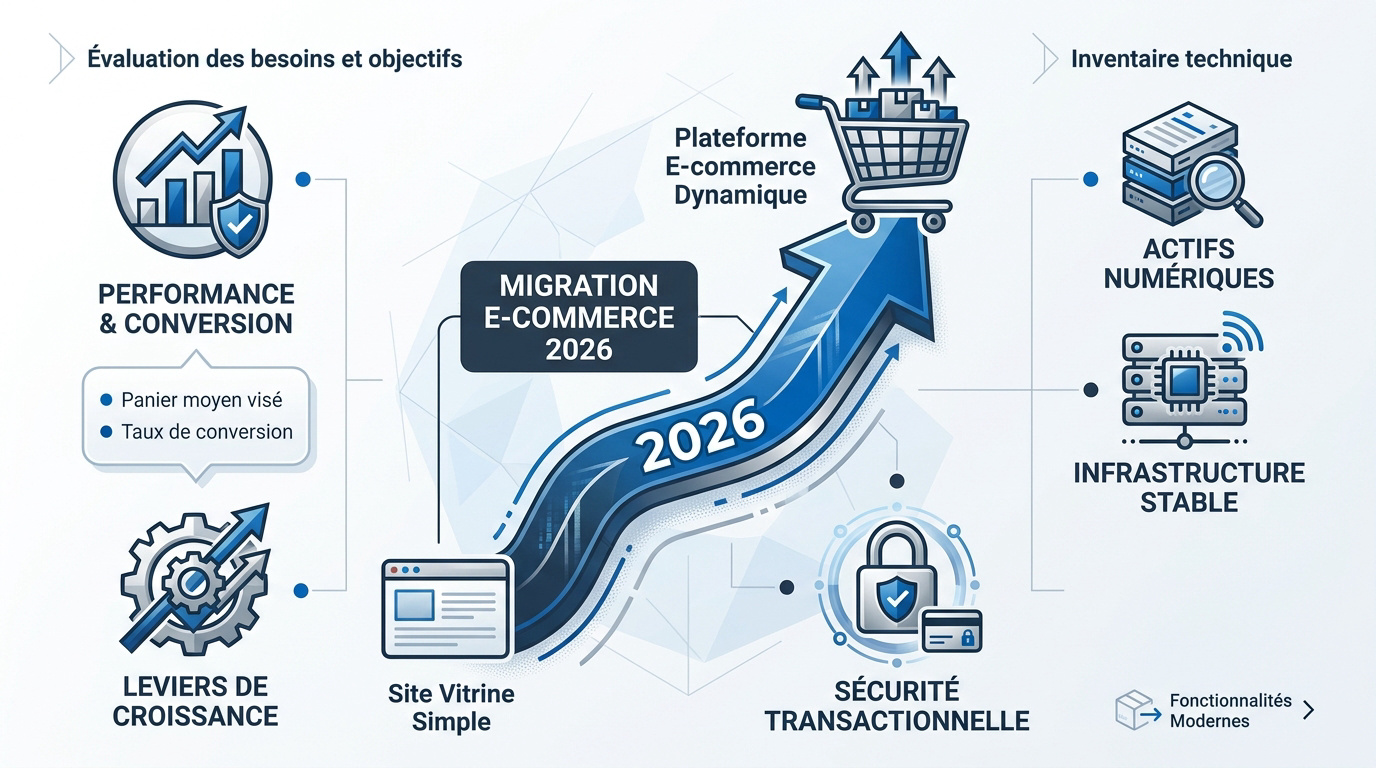Stratégie de migration e-commerce 2026 axée sur la performance et la sécurité