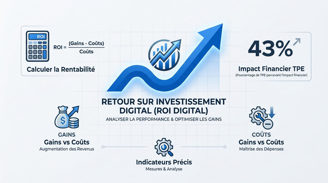 Graphique illustrant le calcul et l'optimisation du ROI digital pour une entreprise