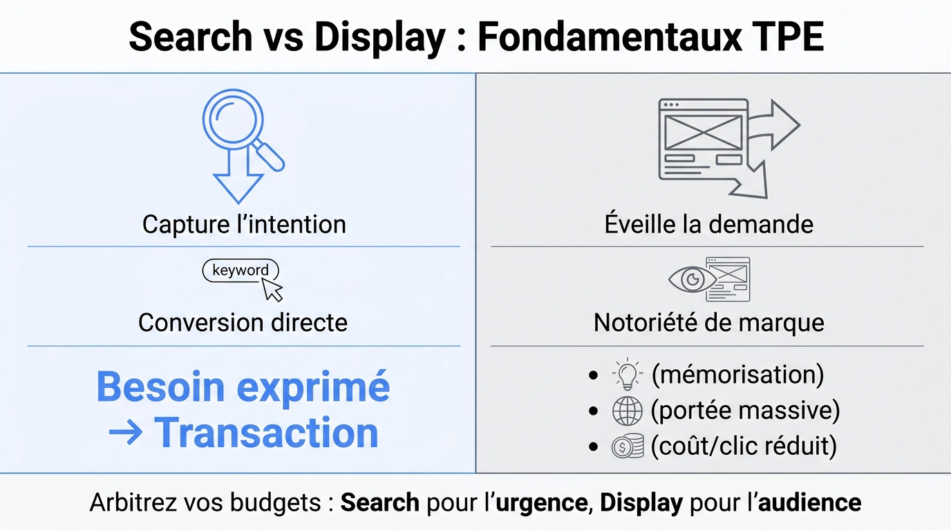Comparaison Search vs Display pour TPE