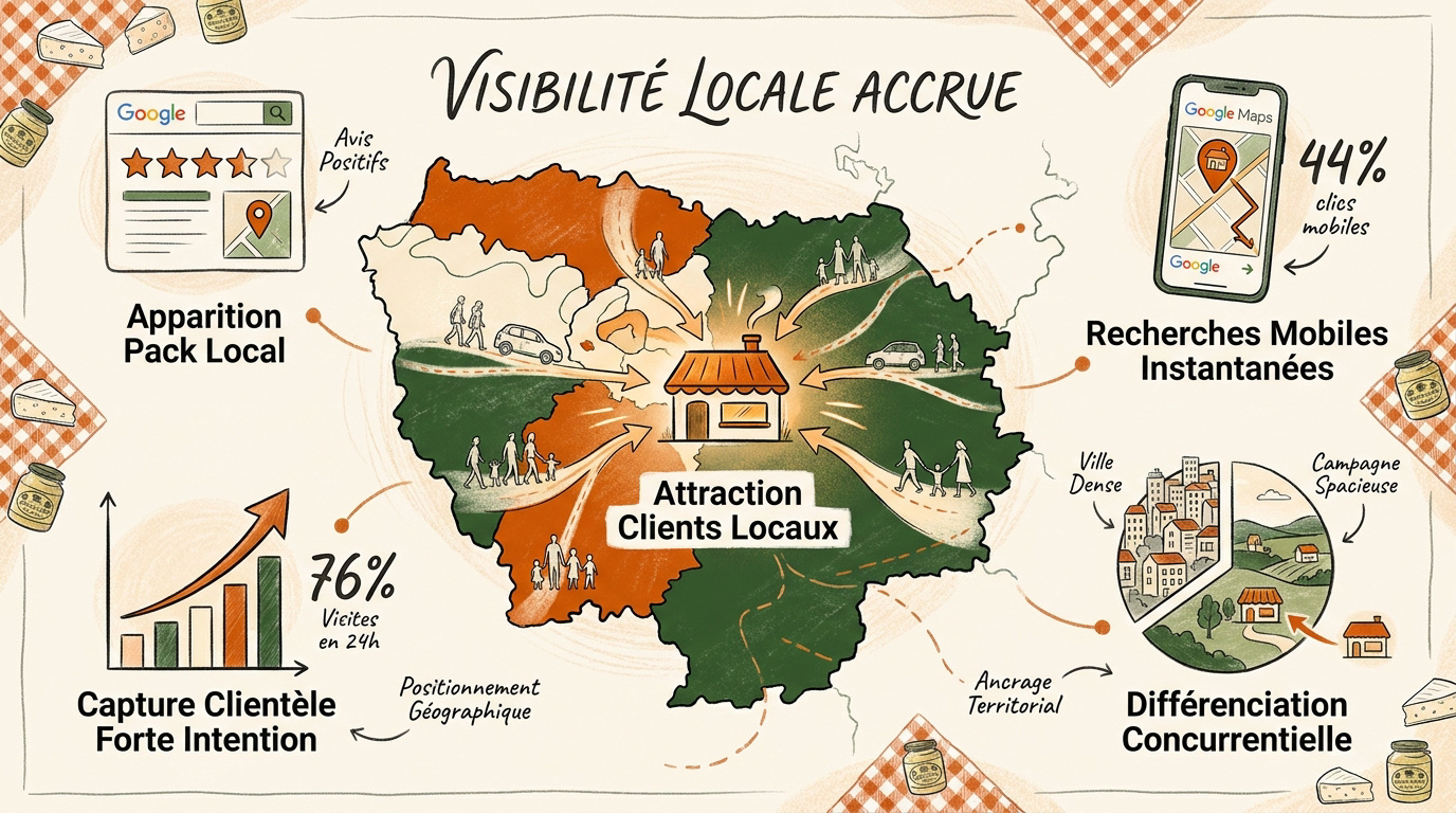 Infographie expliquant l'impact du référencement local pour les restaurants en Seine-et-Marne